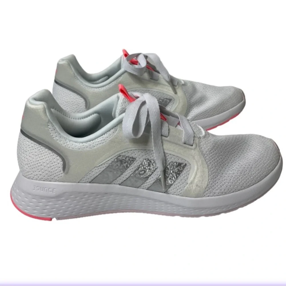 Adidas Bounce Edge Athletic Shoes Running Gray White Silver Coral Pink Size 11
